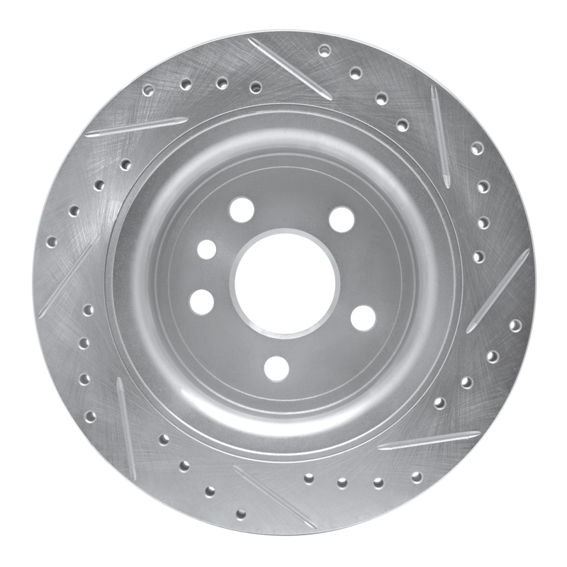 Volvo XC60 Brake Rotor (1) - Rear Left - R1 Concepts - Drilled & Slotted - Silver - `10-`17
